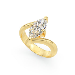 Solitaire Marquise Élysée, diamant de laboratoire taille marquise, or jaune 18 carats — Maison Laveran Paris