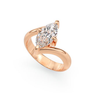 Solitaire Marquise Élysée, diamant de laboratoire taille marquise, or rose 18 carats — Maison Laveran Paris