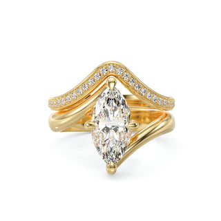 Solitaire Marquise Élysée, diamant de laboratoire taille marquise, or jaune 18 carats — Maison Laveran Paris