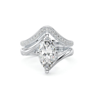 Solitaire Marquise Élysée, diamant de laboratoire taille marquise, or blanc 18 carats ou platine 950 — Maison Laveran Paris