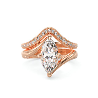 Solitaire Marquise Élysée, diamant de laboratoire taille marquise, or rose 18 carats — Maison Laveran Paris