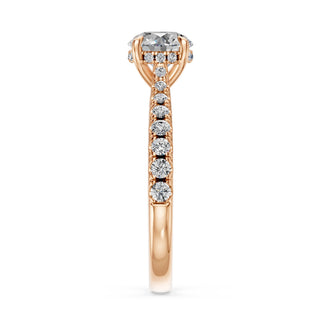 Solitaire Saint-Germain, diamant de laboratoire sur jonc pavé, or rose 18 carats — Maison Laveran Paris
