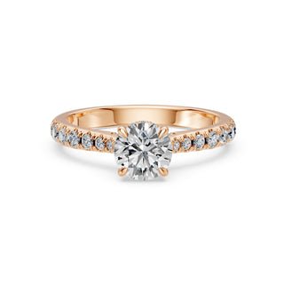 Solitaire Saint-Germain, diamant de laboratoire sur jonc pavé, or rose 18 carats — Maison Laveran Paris