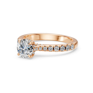 Solitaire Saint-Germain, diamant de laboratoire sur jonc pavé, or rose 18 carats — Maison Laveran Paris