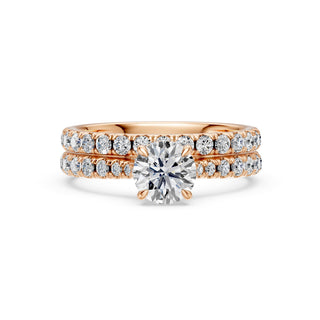 Solitaire Saint-Germain, diamant de laboratoire sur jonc pavé, or rose 18 carats — Maison Laveran Paris