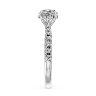 Solitaire Saint-Germain, diamant de laboratoire sur jonc pavé, or blanc 18 carats ou platine 950 — Maison Laveran Paris