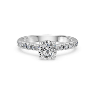 Solitaire Saint-Germain, diamant de laboratoire sur jonc pavé, or blanc 18 carats ou platine 950 — Maison Laveran Paris