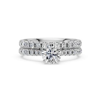 Solitaire Saint-Germain, diamant de laboratoire sur jonc pavé, or blanc 18 carats ou platine 950 — Maison Laveran Paris