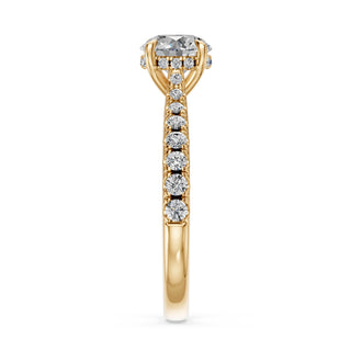 Solitaire Saint-Germain, diamant de laboratoire sur jonc pavé, or jaune 18 carats — Maison Laveran Paris