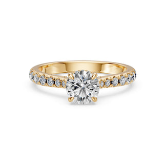 Solitaire Saint-Germain, diamant de laboratoire sur jonc pavé, or jaune 18 carats — Maison Laveran Paris