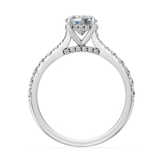 Solitaire Saint-Germain, diamant de laboratoire sur jonc pavé, or blanc 18 carats ou platine 950 — Maison Laveran Paris