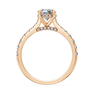Solitaire Saint-Germain, diamant de laboratoire sur jonc pavé, or rose 18 carats — Maison Laveran Paris