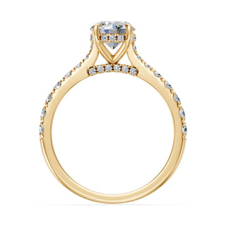 Solitaire Saint-Germain, diamant de laboratoire sur jonc pavé, or jaune 18 carats — Maison Laveran Paris