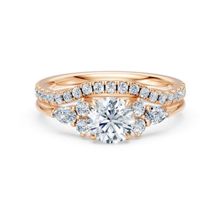 Bague de fiançailles Étoile avec son alliance assortie, or rose 18 carats — Maison Laveran Paris