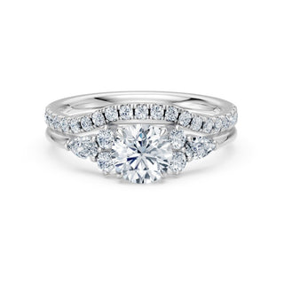 Bague de fiançailles Étoile avec son alliance assortie, or blanc 18 carats ou platine 950 — Maison Laveran Paris