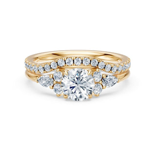Bague de fiançailles Étoile avec son alliance assortie, or jaune 18 carats — Maison Laveran Paris