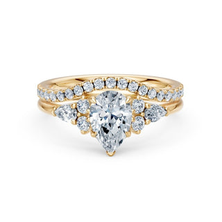 Bague de fiançailles Étoile poire avec son alliance assortie, or jaune 18 carats — Maison Laveran Paris