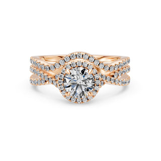 Bague de fiançailles Alma avec son alliance assortie, or rose 18 carats — Maison Laveran Paris