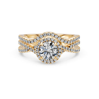 Bague de fiançailles Alma avec son alliance assortie, or jaune 18 carats — Maison Laveran Paris