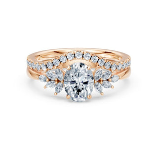 Bague de fiançailles Rive Gauche avec son alliance assortie, or rose 18 carats — Maison Laveran Paris