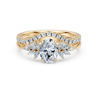 Bague de fiançailles Rive Gauche avec son alliance assortie, or jaune 18 carats — Maison Laveran Paris