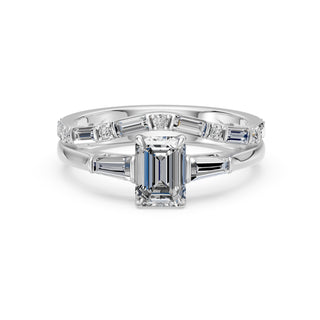Bague de fiançailles Saint Paul avec son alliance assortie, or blanc 18 carats ou platine 950 — Maison Laveran Paris