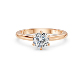 Bague de fiançailles Montaigne 6 Griffes, solitaire diamant serti 6 griffes, or rose 18 carats — Maison Laveran Paris