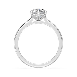 Bague de fiançailles Montaigne 6 Griffes, solitaire diamant serti 6 griffes, or blanc 18 carats ou platine 950 — Maison Laveran Paris