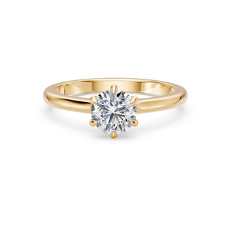 Bague de fiançailles Montaigne 6 Griffes, solitaire diamant serti 6 griffes, or jaune 18 carats — Maison Laveran Paris