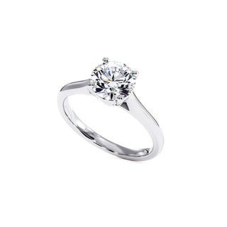 Bague Montaigne Diamant Rond, solitaire diamant de laboratoire, or blanc 18 carats ou platine 950 — Maison Laveran Paris