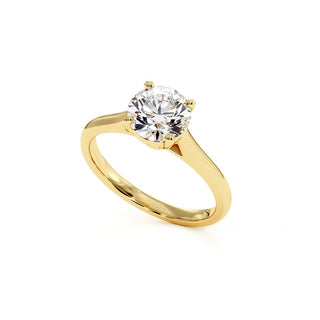 Bague Montaigne Diamant Rond, solitaire diamant de laboratoire, or jaune 18 carats — Maison Laveran Paris