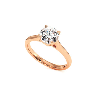 Bague Montaigne Diamant Rond, solitaire diamant de laboratoire, or rose 18 carats — Maison Laveran Paris
