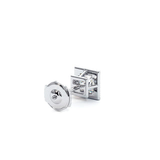Boucles d'Oreilles Odéon Diamant Princesse, halo de diamants de laboratoire, or blanc 18 carats ou platine 950 — Maison Laveran Paris
