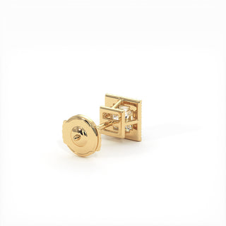 Boucles d'Oreilles Odéon Diamant Princesse, halo de diamants de laboratoire, or jaune 18 carats — Maison Laveran Paris
