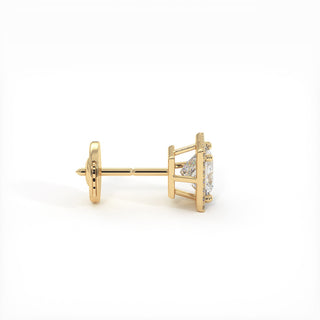 Boucles d'Oreilles Odéon Diamant Princesse, halo de diamants de laboratoire, or jaune 18 carats — Maison Laveran Paris