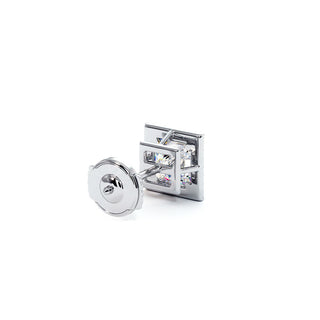 Boucles d'Oreilles Odéon Diamant Princesse, halo de diamants de laboratoire, or blanc 18 carats ou platine 950 — Maison Laveran Paris