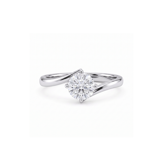 Bague Louvre Rond, solitaire diamant rond sur jonc torsade, or blanc 18 carats ou platine 950 — Maison Laveran Paris