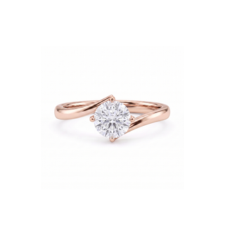 Bague Louvre Rond, solitaire diamant rond sur jonc torsade, or rose 18 carats — Maison Laveran Paris