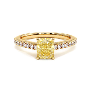 Bague Montaigne Coussin, diamant jaune de laboratoire, or jaune 18 carats — Maison Laveran Paris