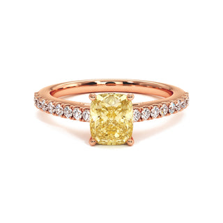 Bague Montaigne Coussin, diamant jaune de laboratoire, or rose 18 carats — Maison Laveran Paris