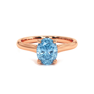 Bague Montaigne Ovale, diamant bleu de laboratoire, or rose 18 carats — Maison Laveran Paris