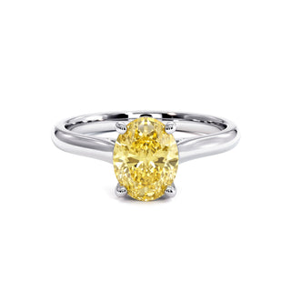 Bague Montaigne Ovale, diamant jaune de laboratoire, or blanc 18 carats ou platine 950 — Maison Laveran Paris