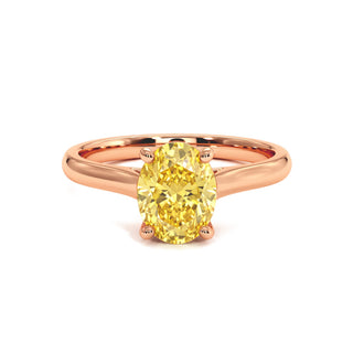 Bague Montaigne Ovale, diamant jaune de laboratoire, or rose 18 carats — Maison Laveran Paris