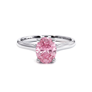 Bague Montaigne Ovale, diamant rose de laboratoire, or blanc 18 carats ou platine 950 — Maison Laveran Paris