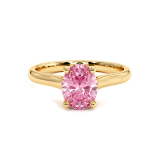 Bague Montaigne Ovale, diamant rose de laboratoire, or jaune 18 carats — Maison Laveran Paris
