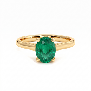 Bague Montaigne, émeraude synthétique ovale (pierre de synthèse), or jaune 18 carats — Maison Laveran Paris