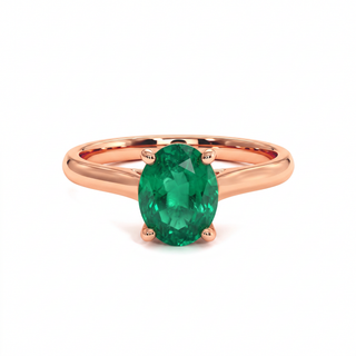 Bague Montaigne, émeraude synthétique ovale (pierre de synthèse), or rose 18 carats — Maison Laveran Paris