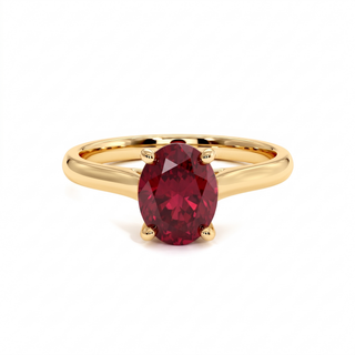 Montaigne Ring, oval synthetic ruby (lab-created stone), 18k yellow gold — Maison Laveran Paris