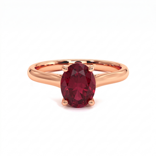 Montaigne Ring, oval synthetic ruby (lab-created stone), 18k rose gold — Maison Laveran Paris