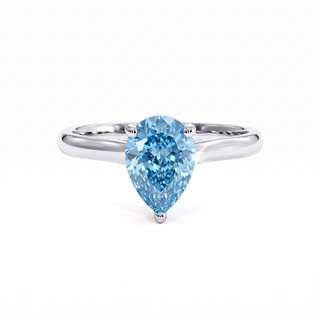 Montaigne-Ring im Tropfenschliff, blauer Labordiamant, 18 Karat Weißgold oder Platin 950 — Maison Laveran Paris